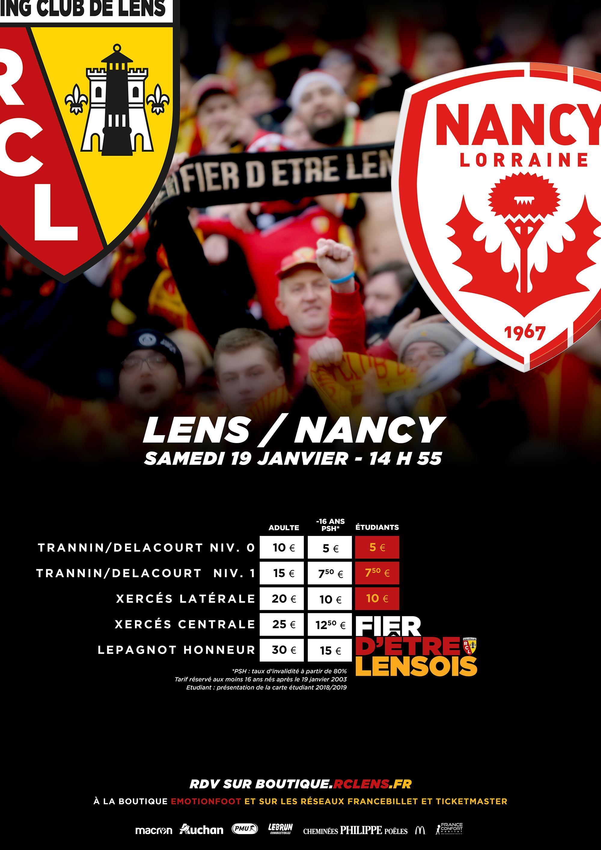 Billetterie tarifs Lens - Nancy Billetterie tarifs Lens - Nancy
