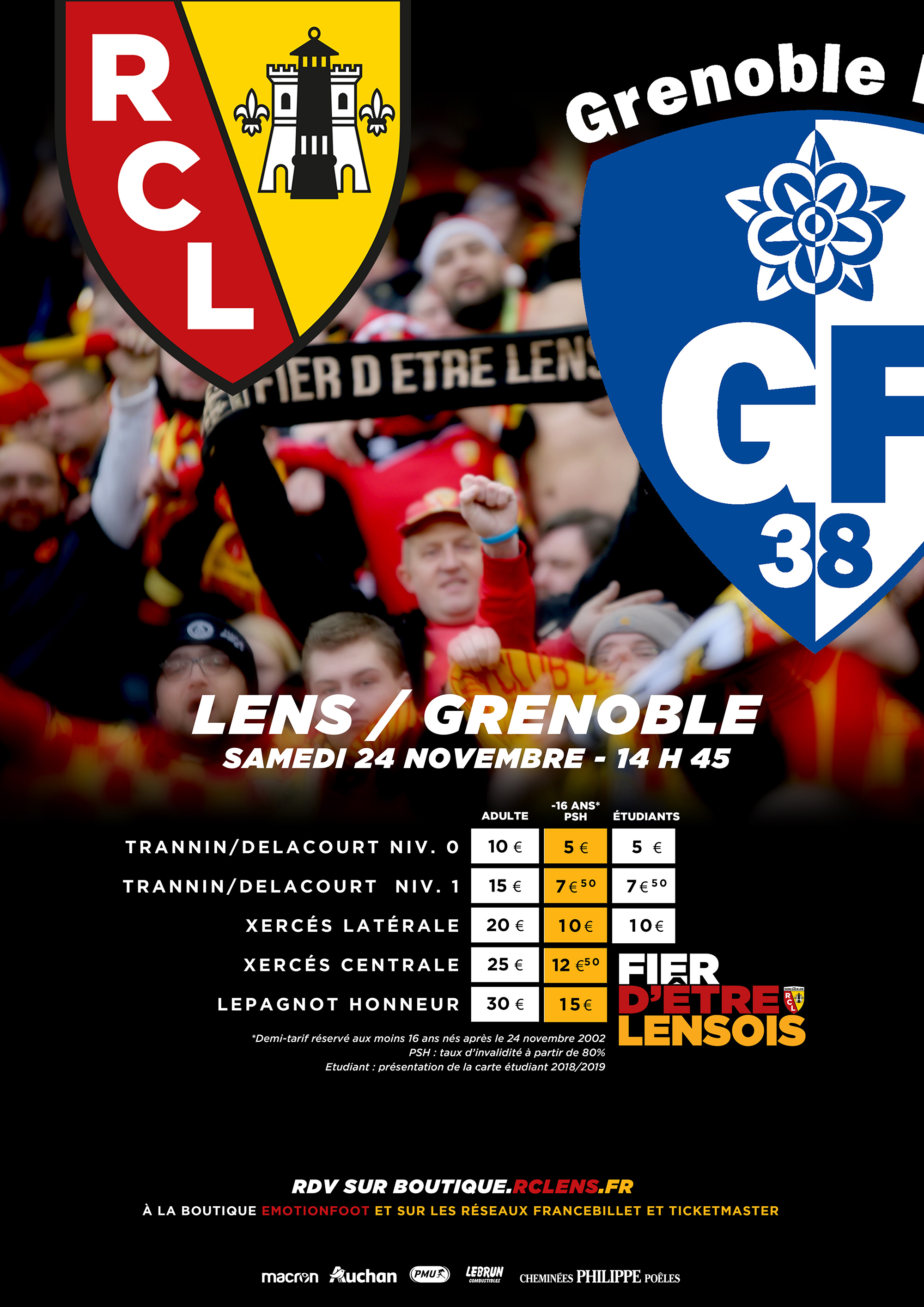 Billetterie tarifs Lens - Grenoble Billetterie tarifs Lens - Grenoble