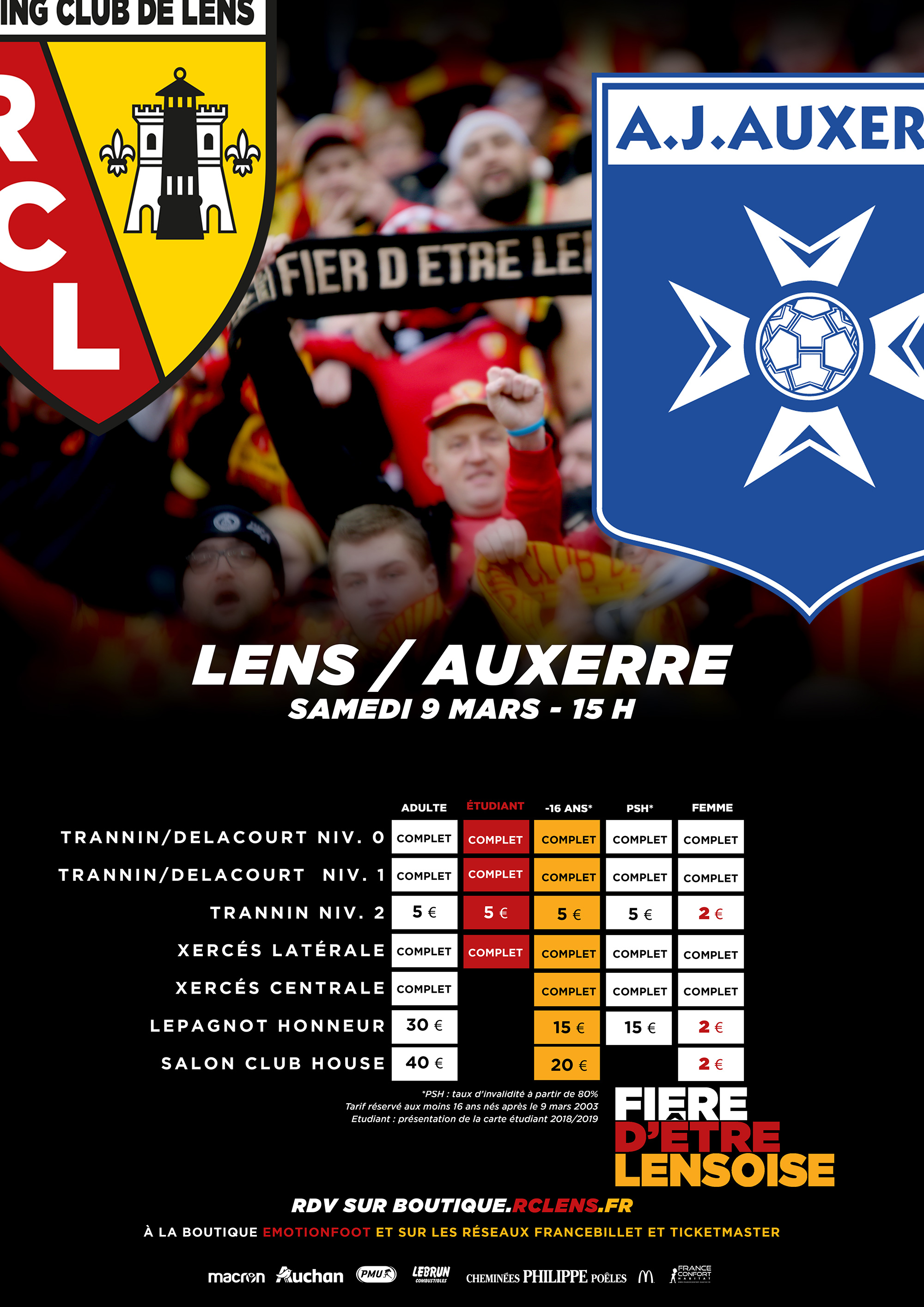 Lens - Auxerre billetterie tarifs Lens - Auxerre billetterie tarifs