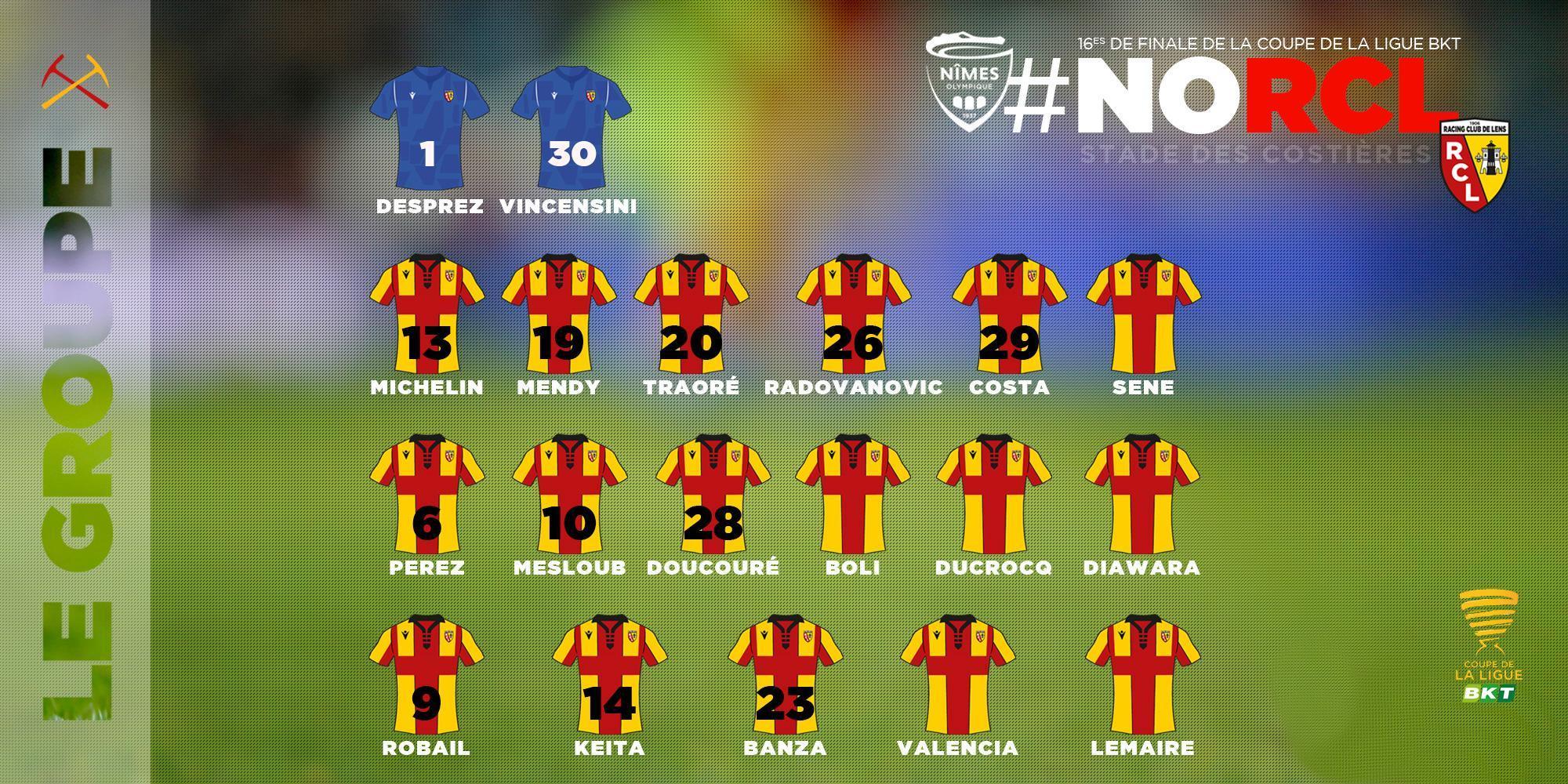 Nîmes - Lens : Le groupe lensois