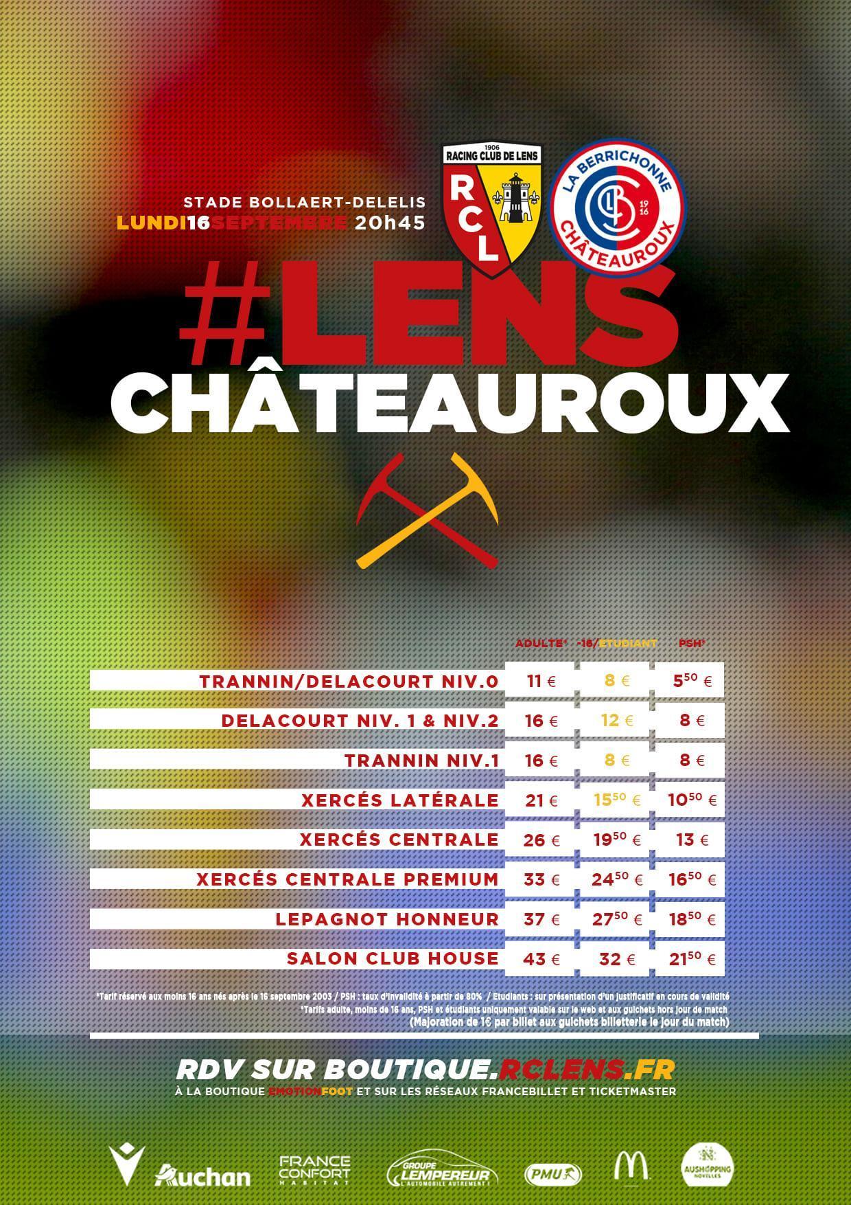 Lens Châteauroux tarifs billetterie Lens Châteauroux tarifs billetterie