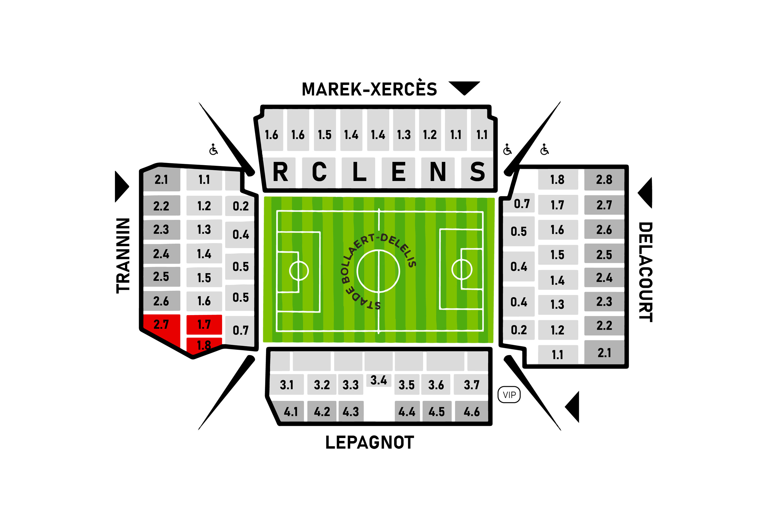 Plan du Stade Stade Bollaert Delelis Lens