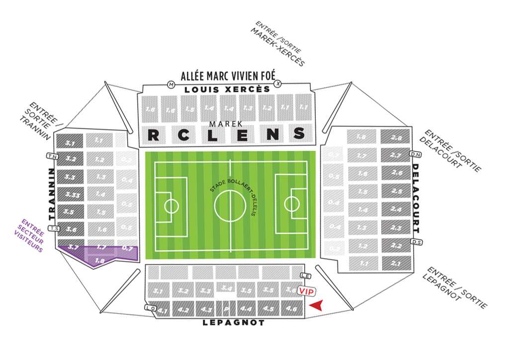 plan du stade Bollaert-Delelis