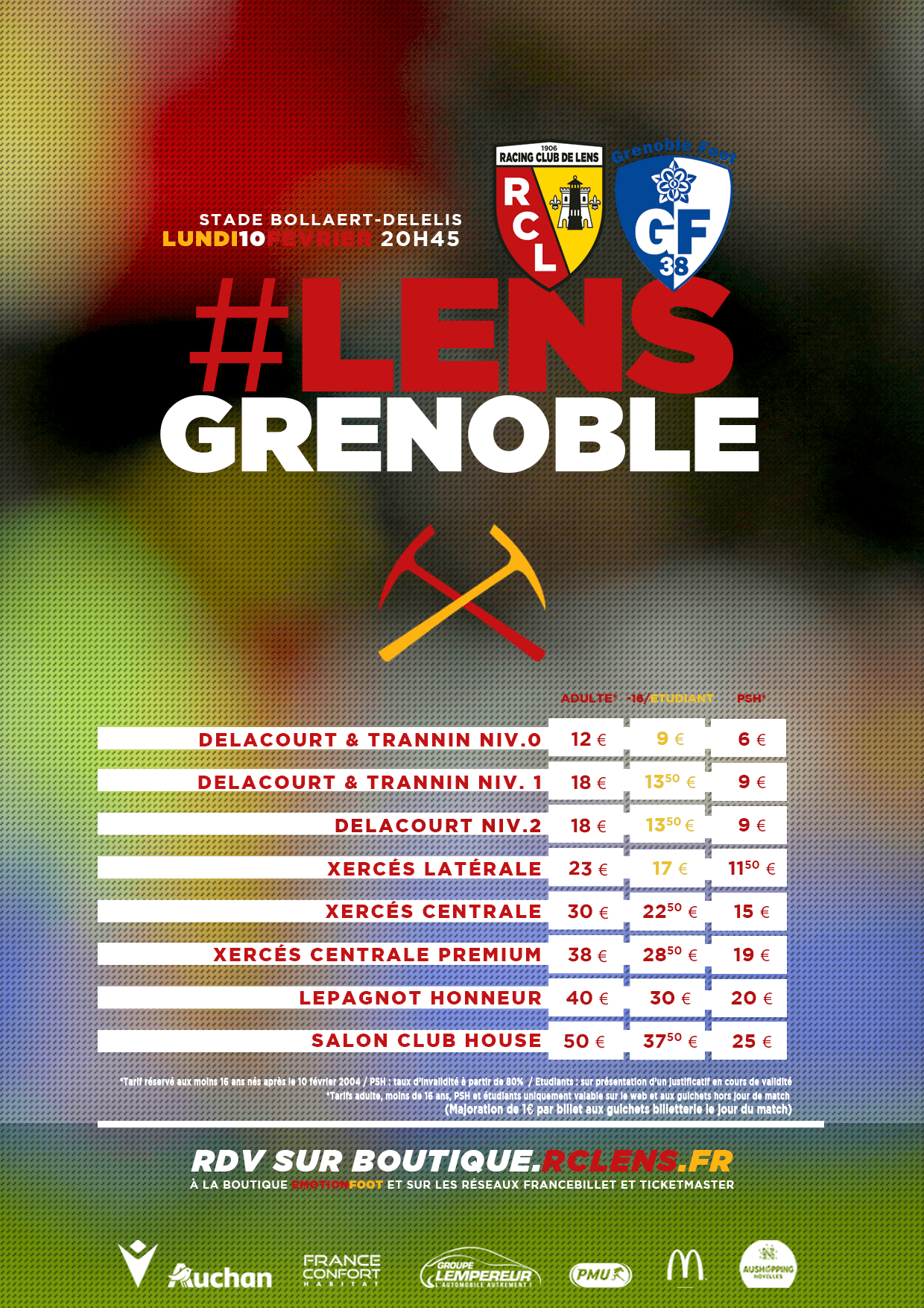 Assistez à Lens - Grenoble tarifs billetterie rclens