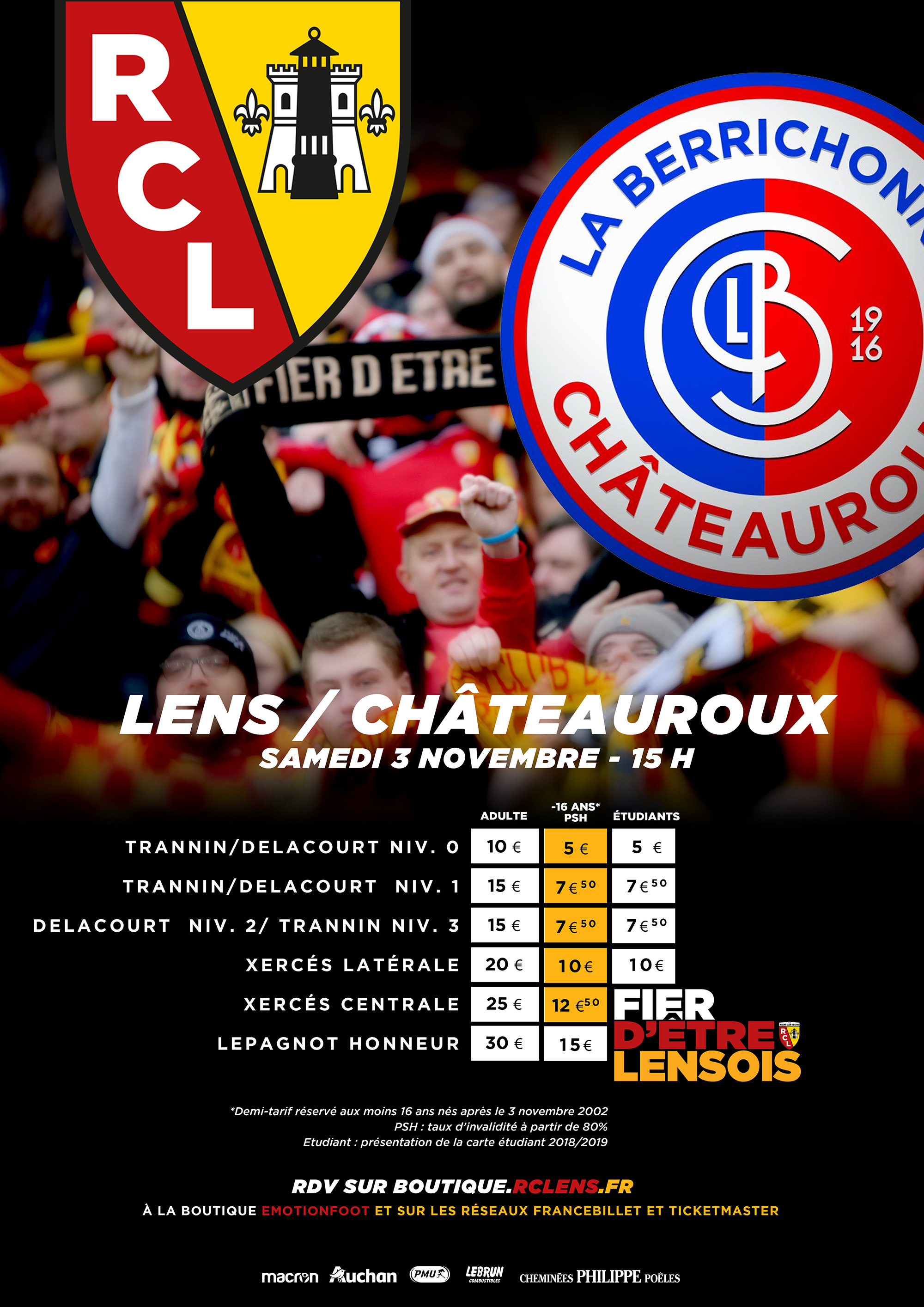 Billetterie tarifs Lens - Châteauroux Billetterie tarifs Lens - Châteauroux