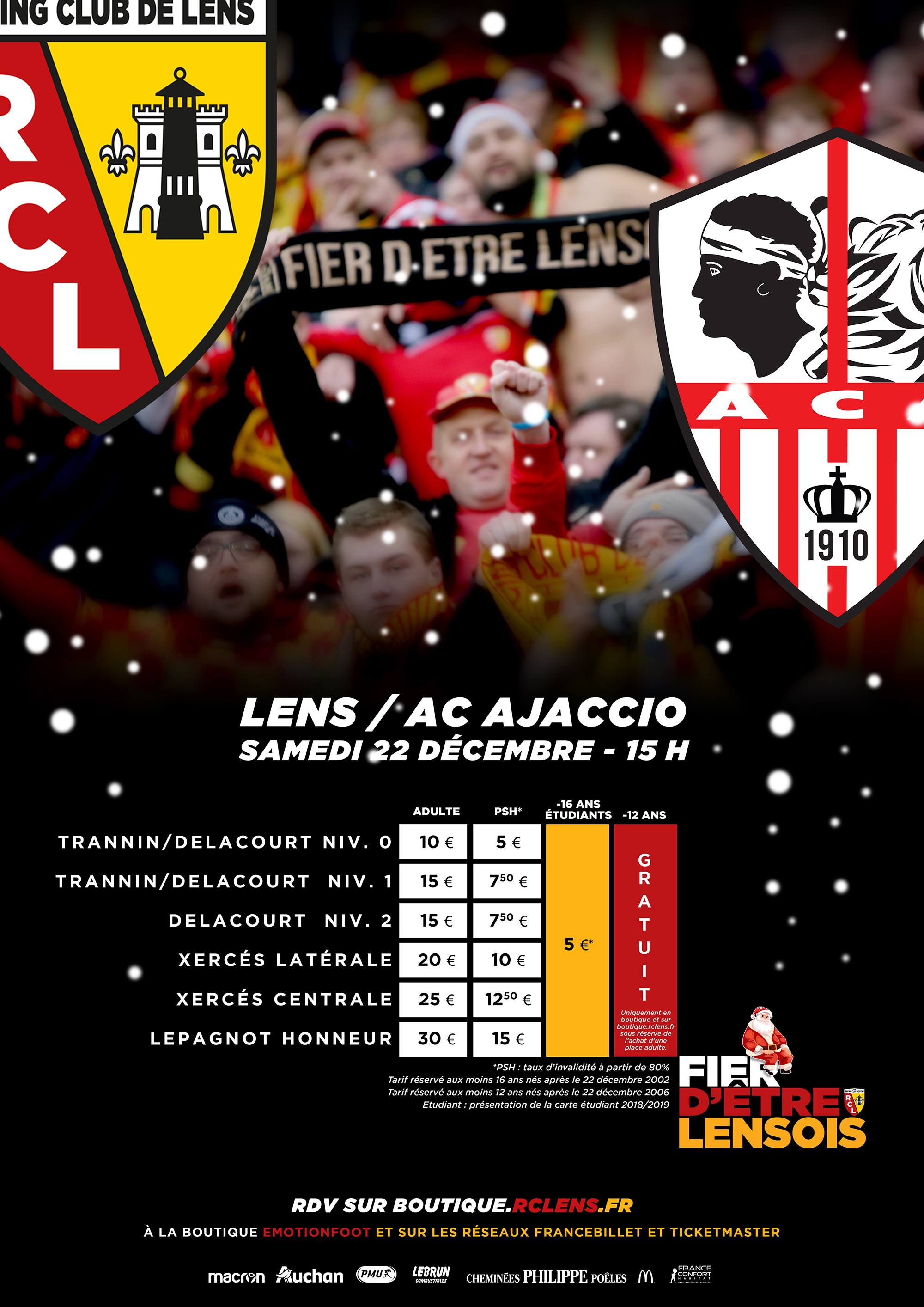 Noël à Bollaert-Delelis : assistez à Lens - AC Ajaccio Noël à Bollaert-Delelis : assistez à Lens - AC Ajaccio