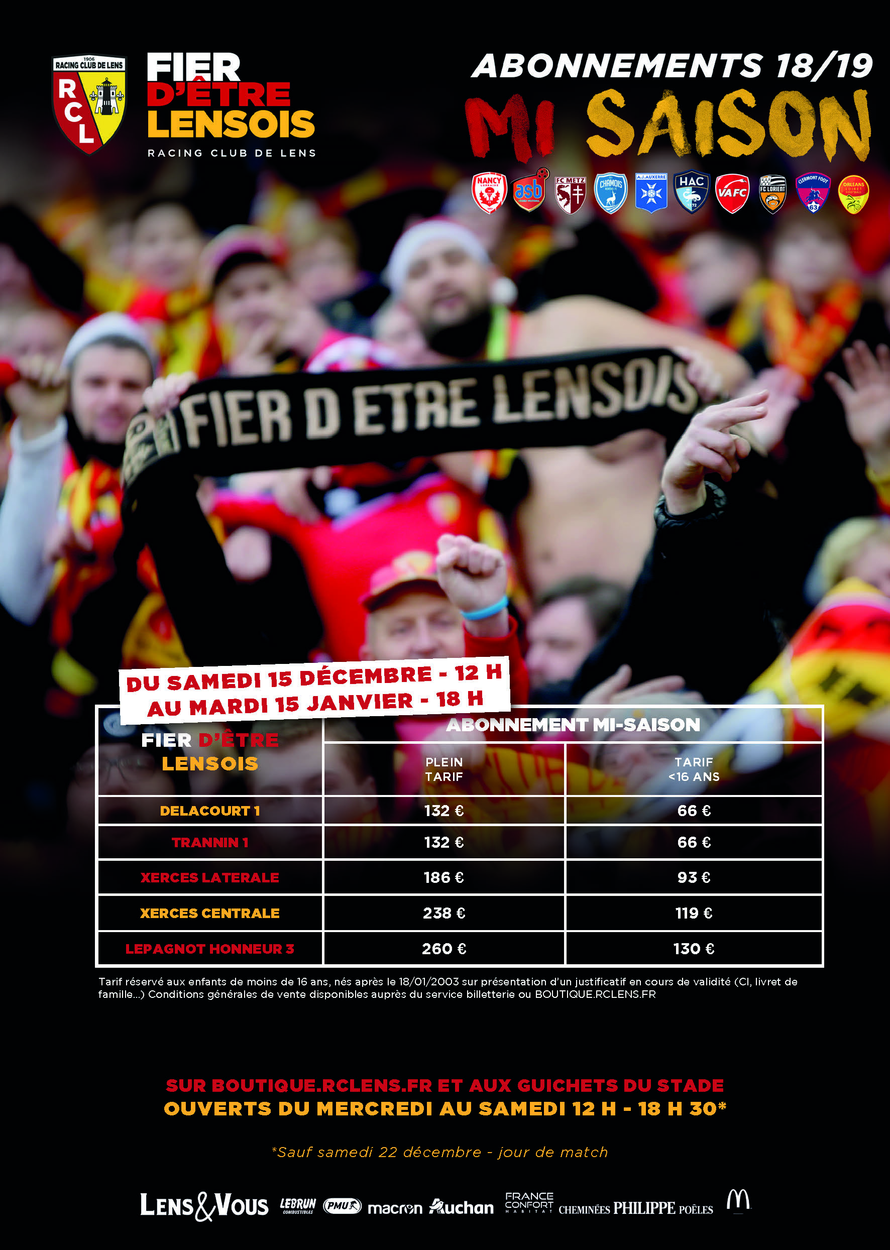Abonnements mi-saison 2018-2019