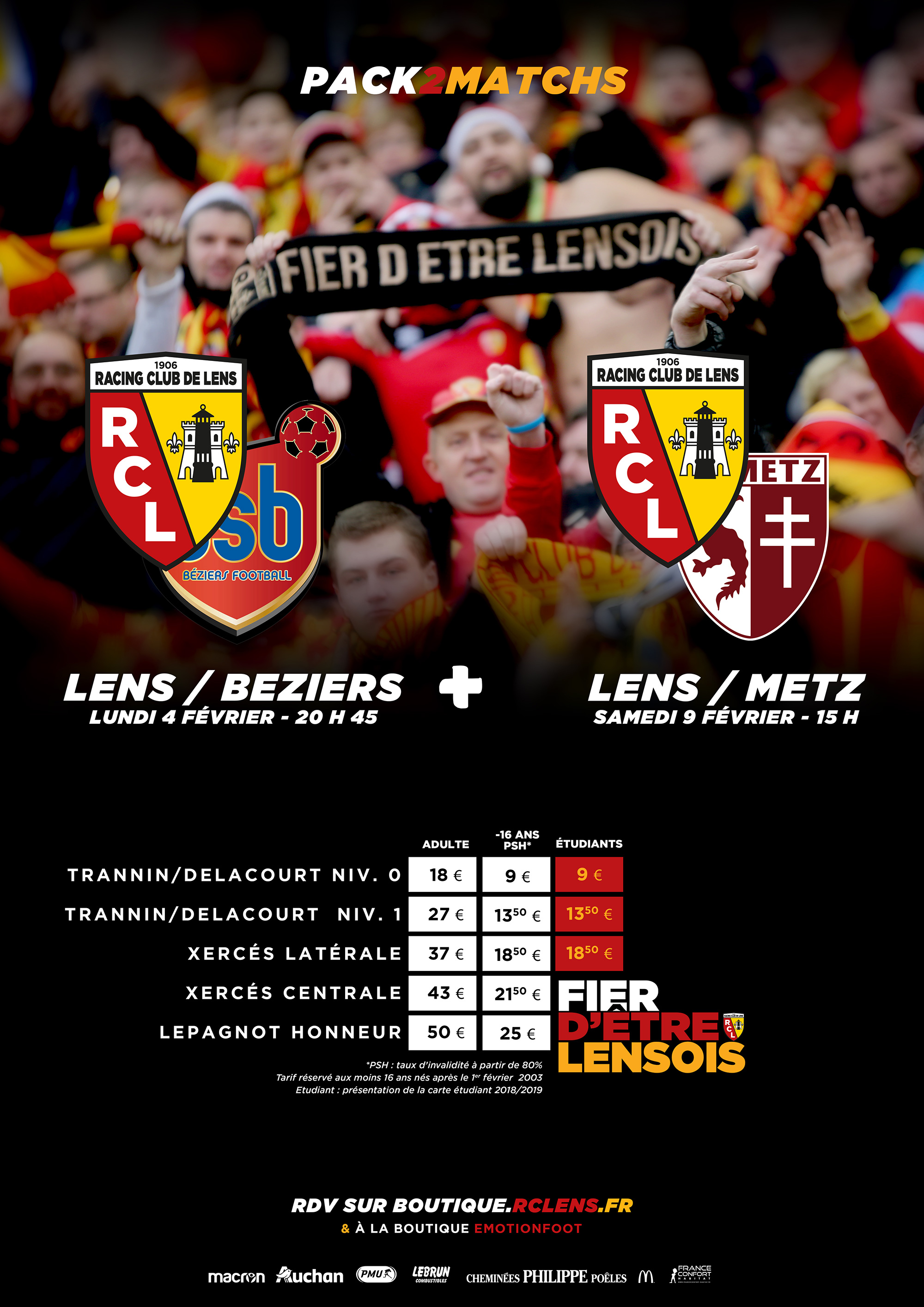 Pack 2 Matchs : Béziers + Metz Pack 2 Matchs : Béziers + Metz