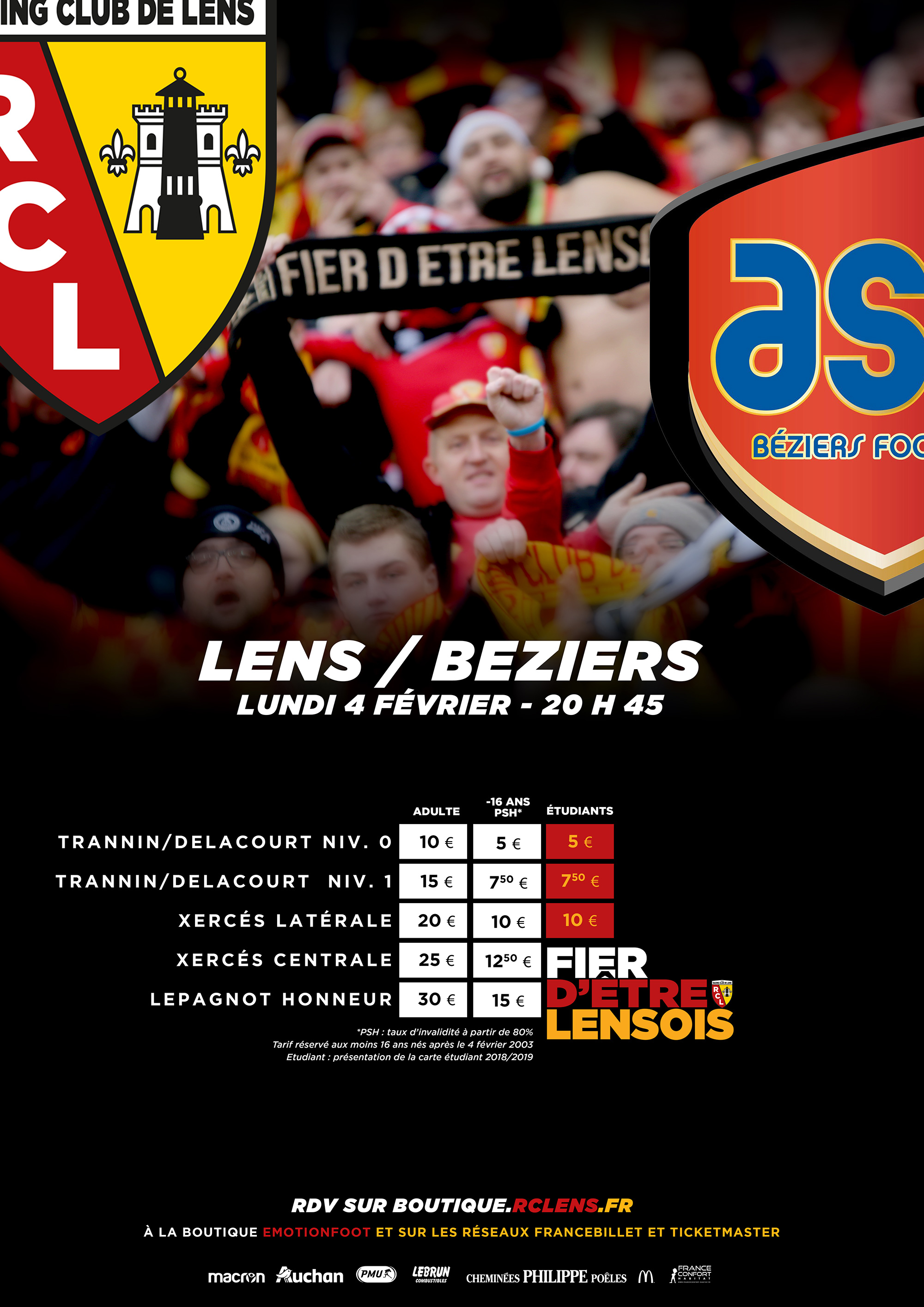 Assistez à Lens - Béziers tarifs billetterie