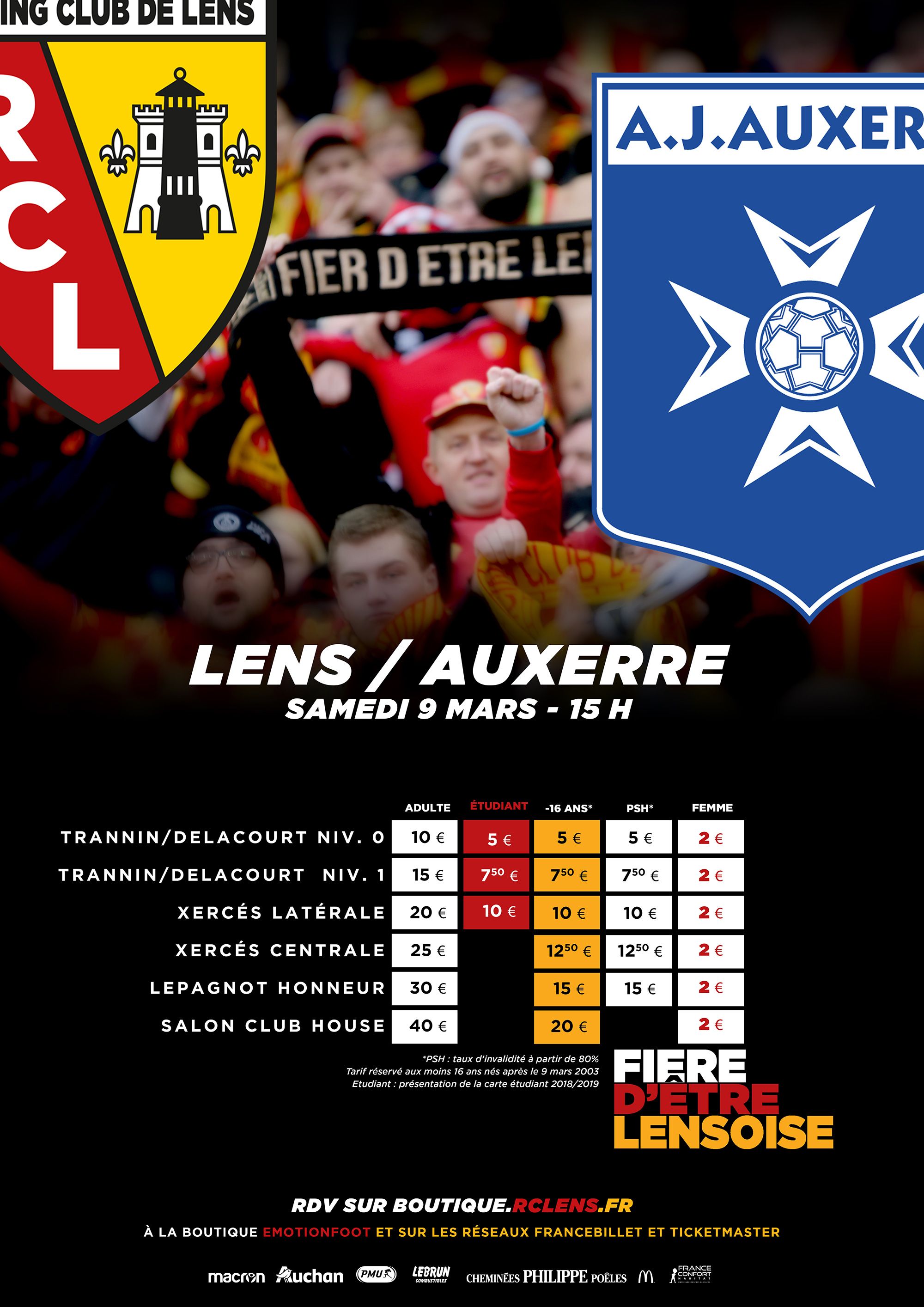 Lens - Auxerre billetterie tarifs Lens - Auxerre billetterie tarifs