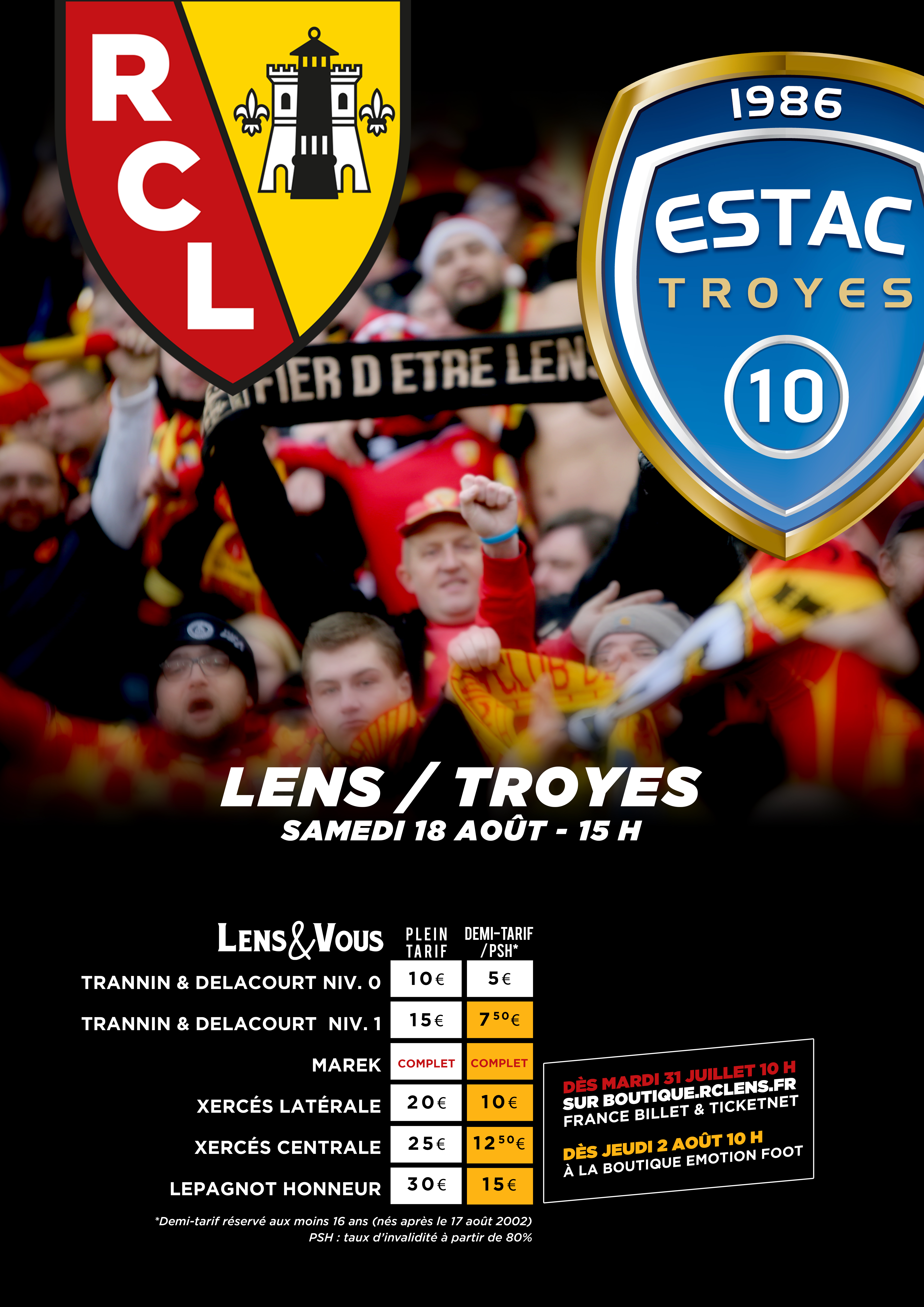 Tarifs infos pratiques Lens - Troyes